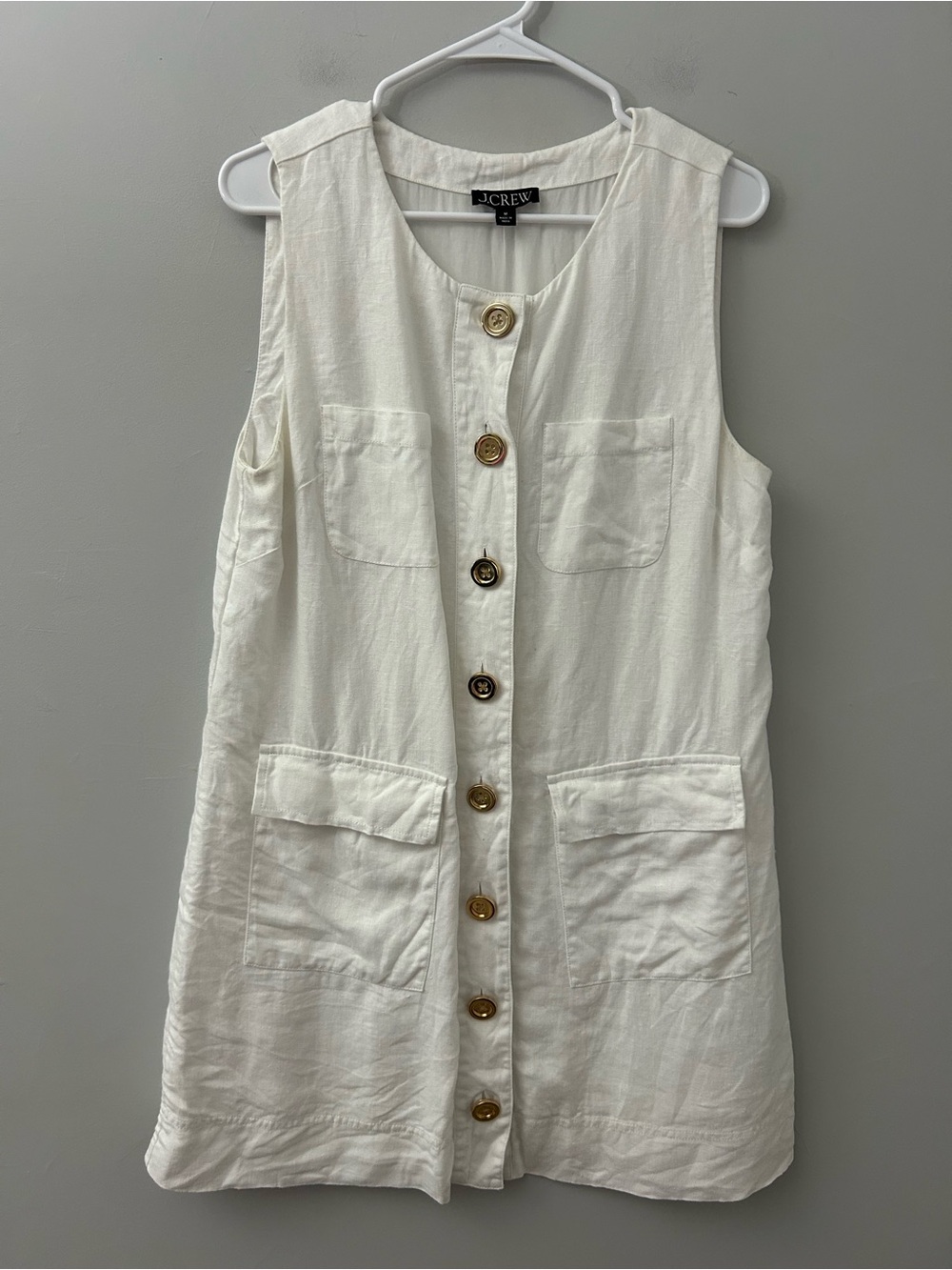 J. Crew Button Front Shift Mini Dress in Linen - Picture 4 of 8